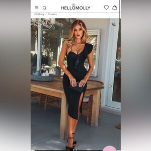 Hello Molly Elegant Black One-Shoulder Dress